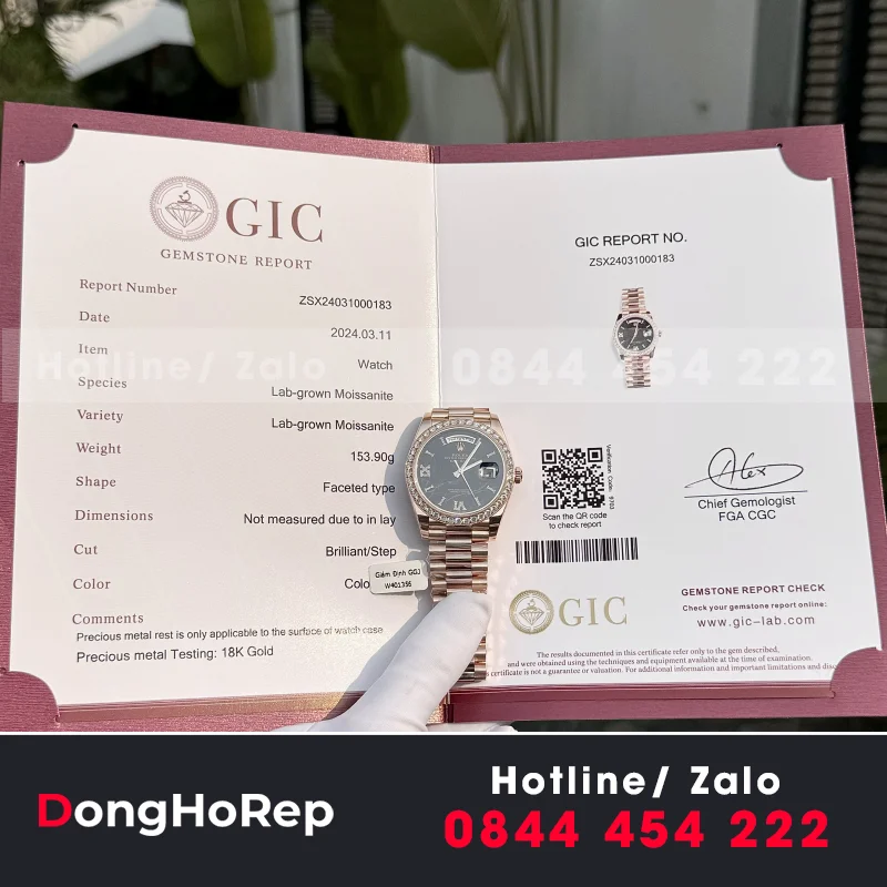 Đồng Hồ Rolex Day-Date Bọc Vàng Thật Đính Moissanite Bản Nặng 40mm