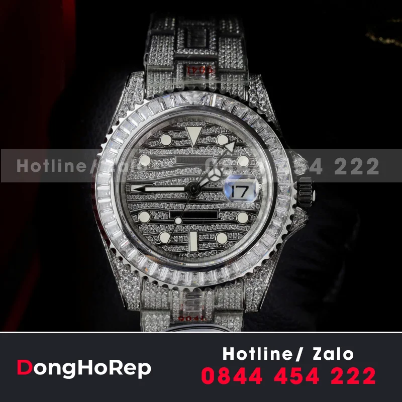 Đồng Hồ Rolex Nam Đính Đá GMT Master II Nhà Máy AMG 2024 40mm